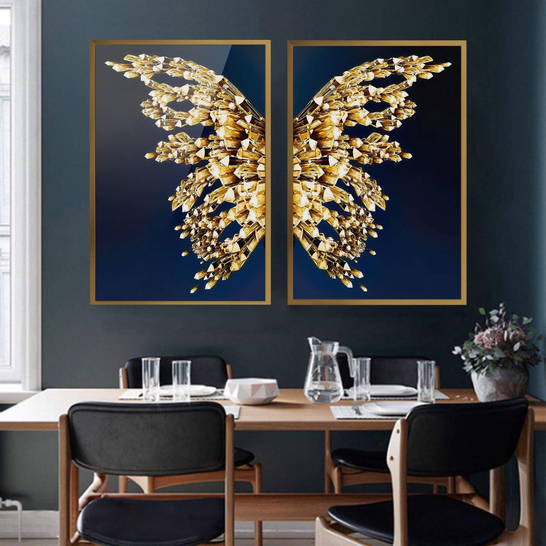 Crystal Butterfly Set of 2 Prints Wall Art Moncasso