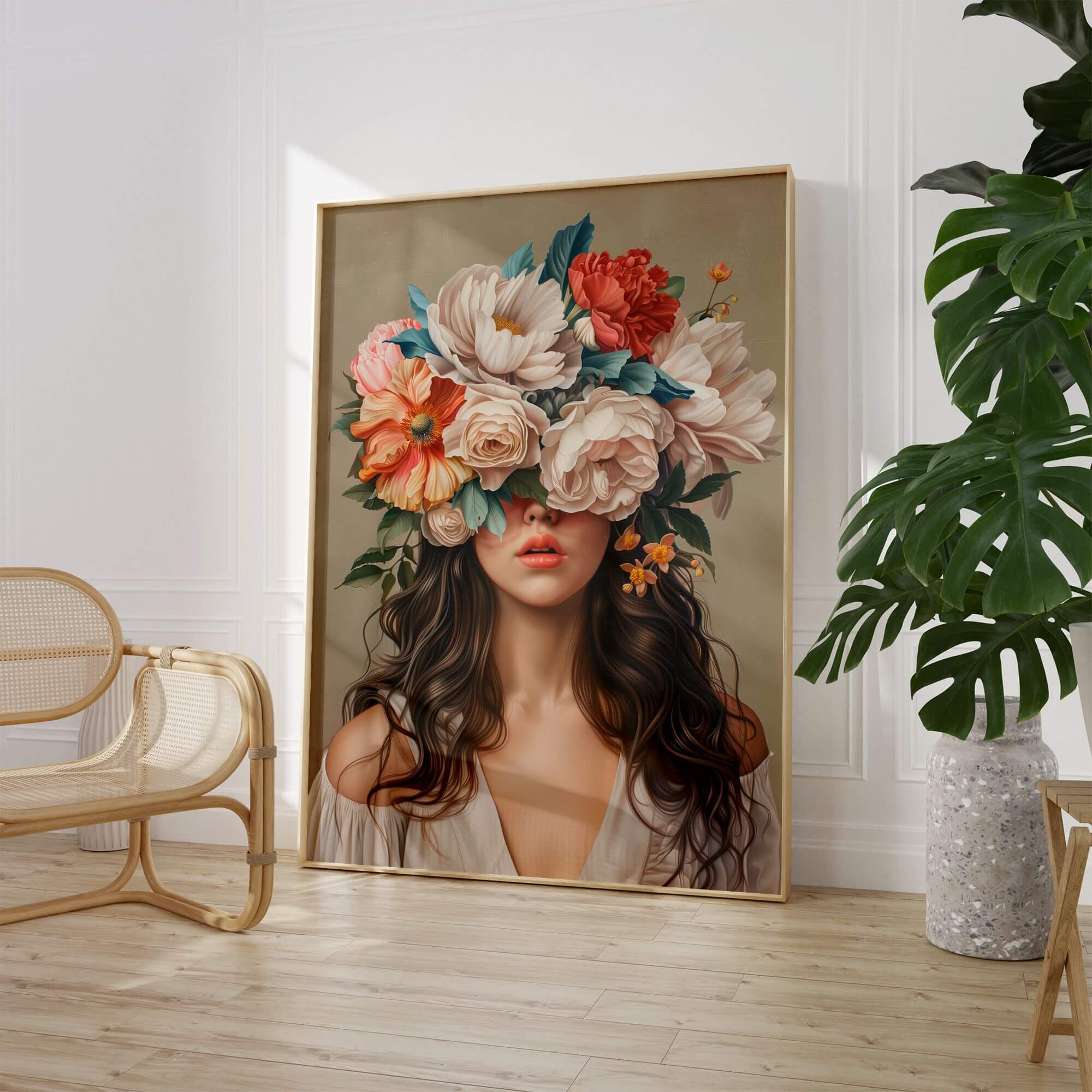 フラワーアート 女性の肖像 Paint by Numbers - Woman with Flowers – Figured'Art