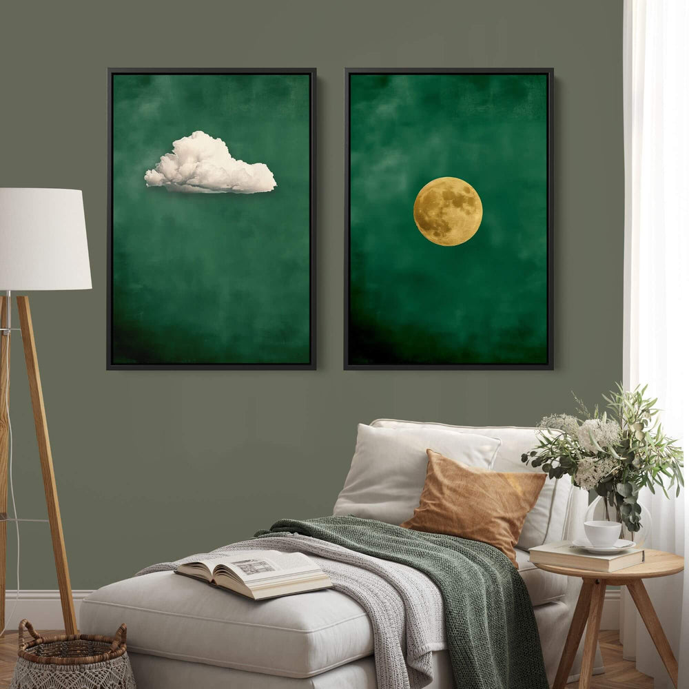 Cloud and Moon Set of 2 Prints Wall Art Moncasso
