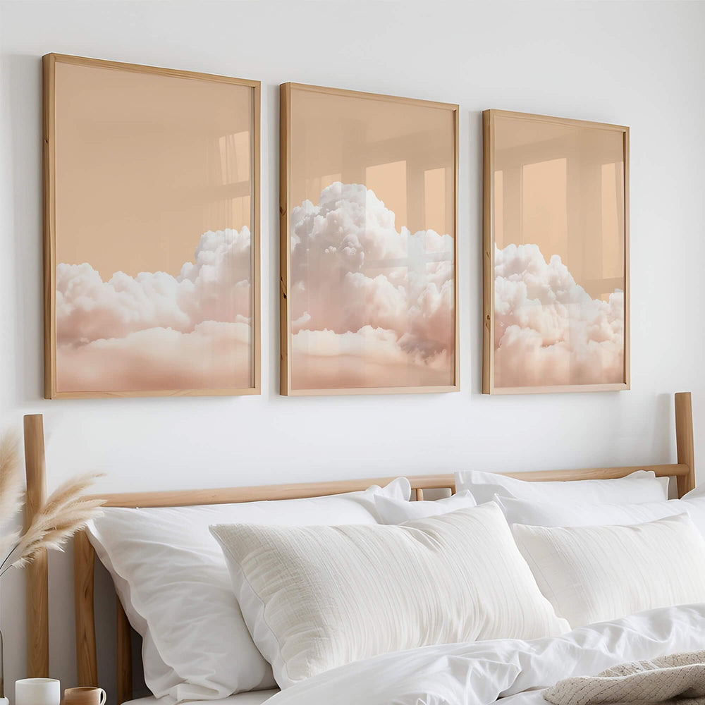Peach Clouds Set of 3 Prints Wall Art Moncasso