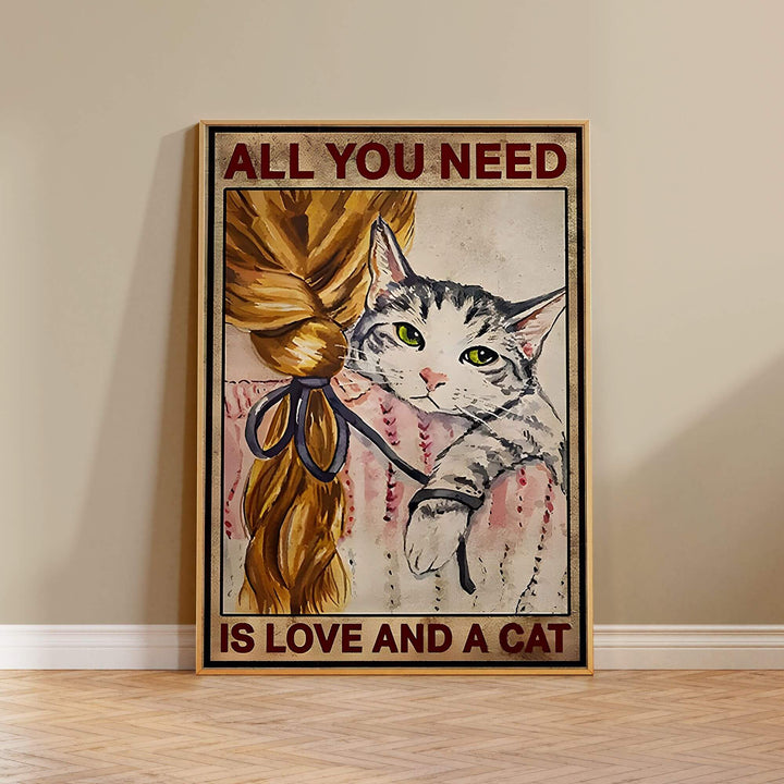 Love and Cat Print Wall Art Moncasso