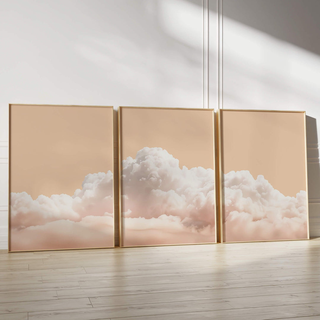 Peach Clouds Set of 3 Prints Wall Art Moncasso