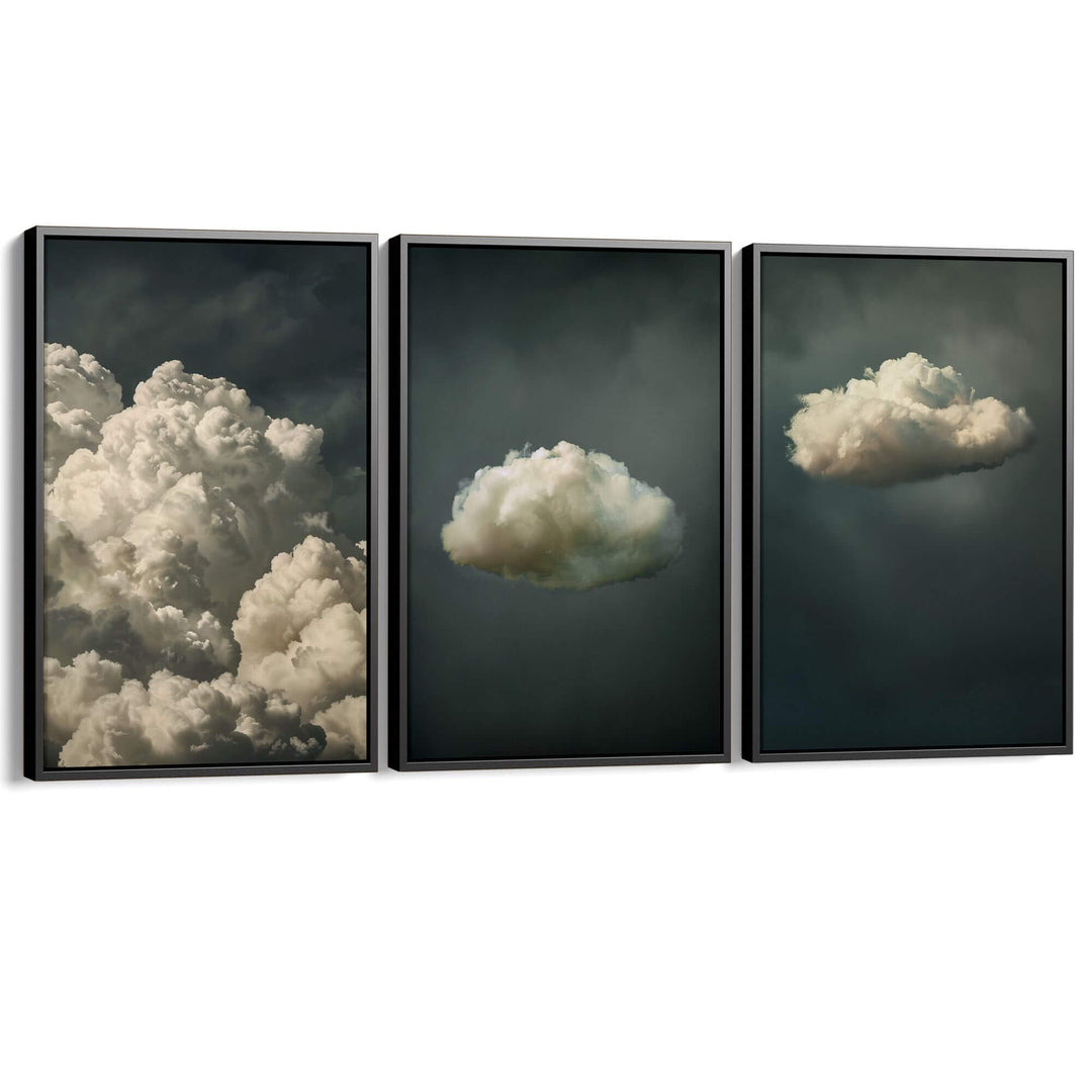 Vintage Clouds Set of 3 Prints Wall Art Moncasso