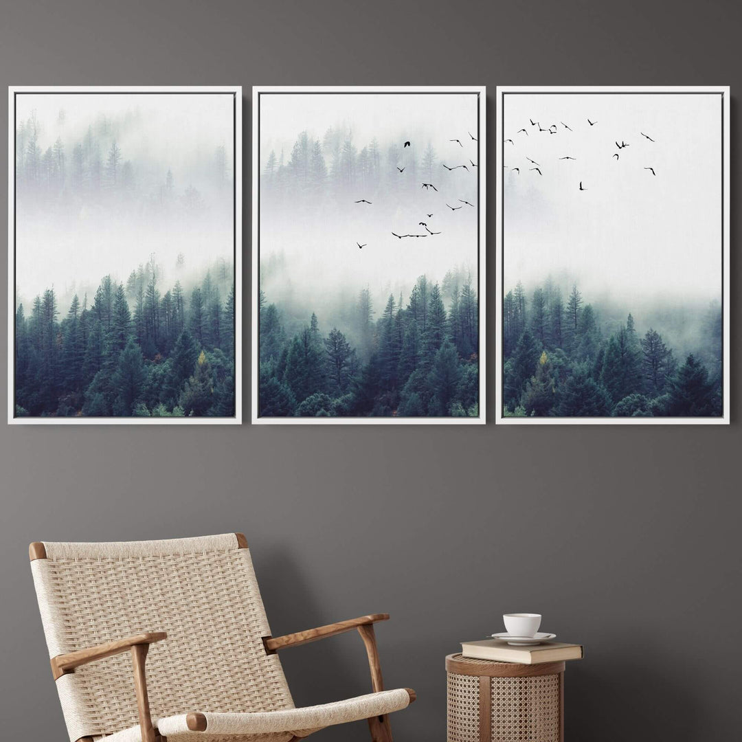 Forest Mist Set of 3 Prints Wall Art Moncasso