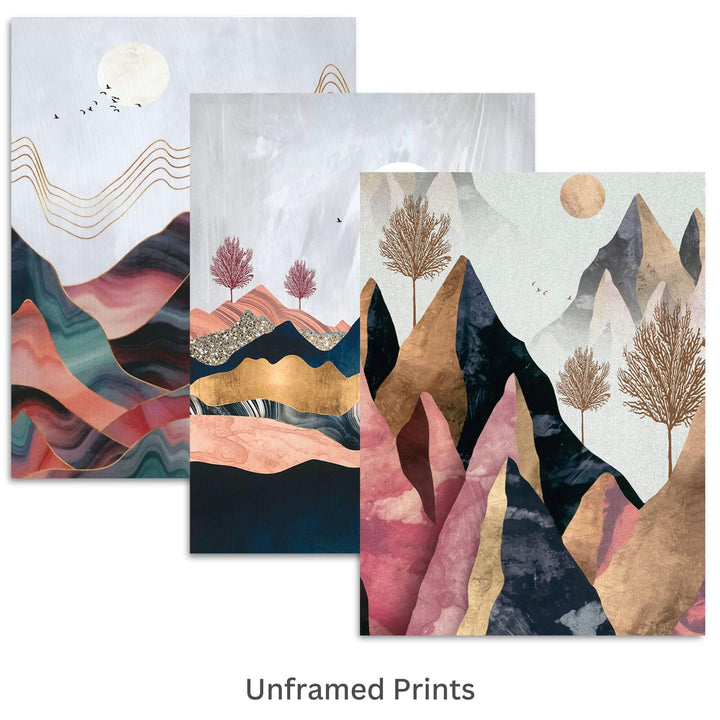 Rainbow Mountain Set of 3 Prints Wall Art Moncasso