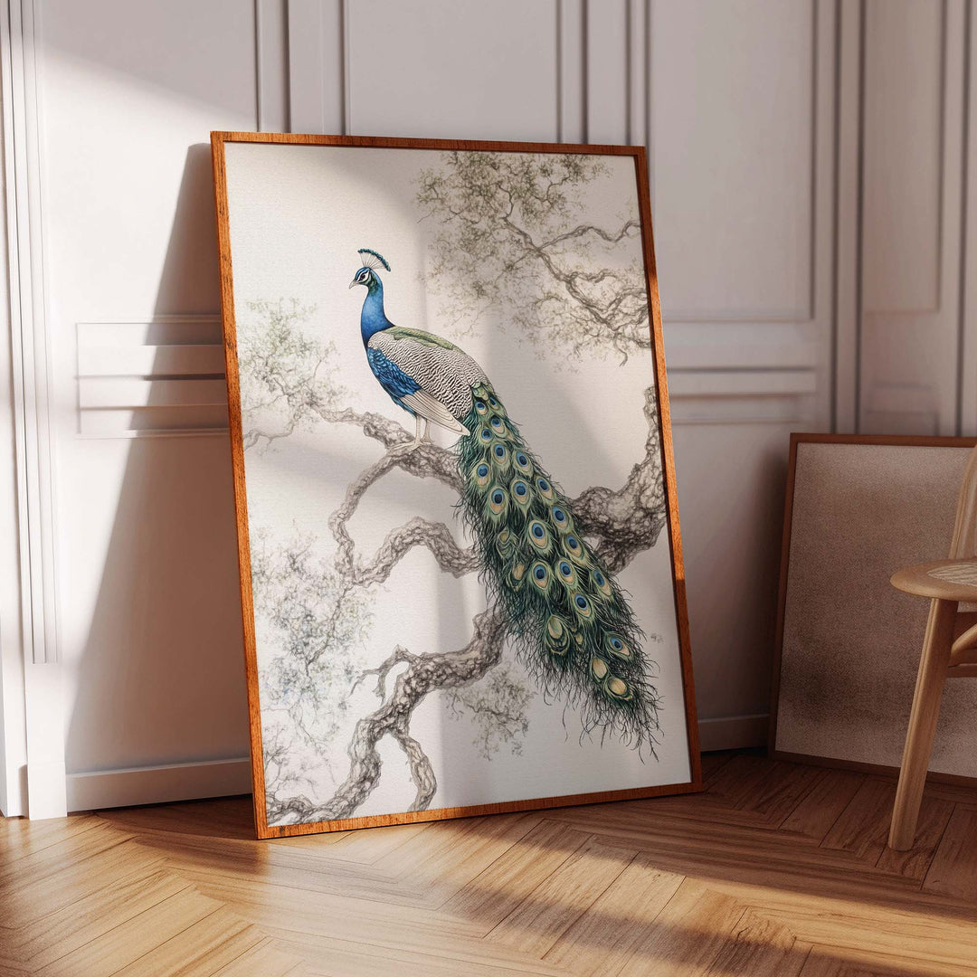 Elegant Peacock Print Wall Art Moncasso