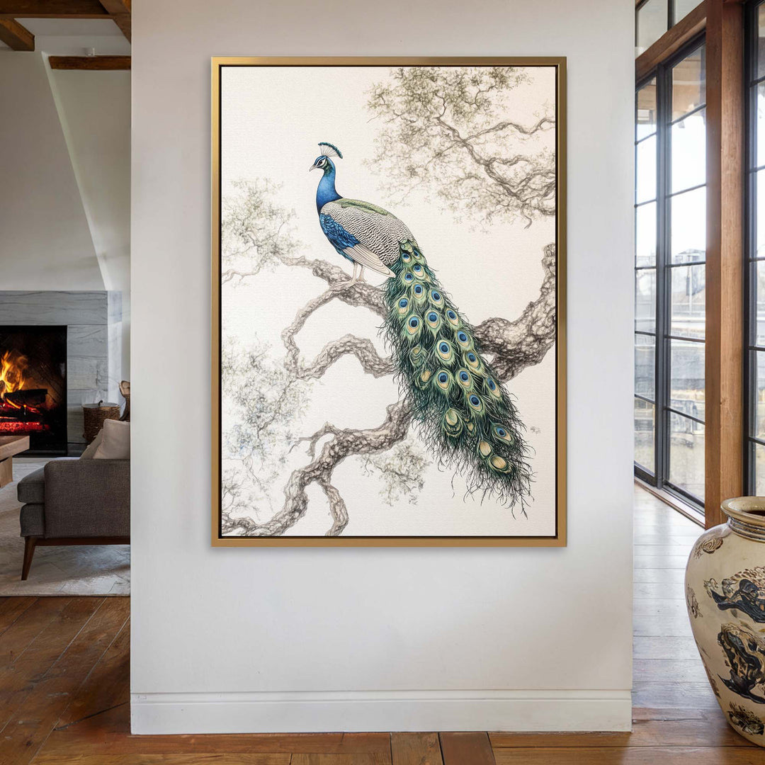 Elegant Peacock Print Wall Art Moncasso