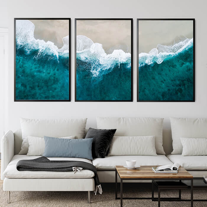 Paradise Beach Set of 3 Prints Wall Art Moncasso