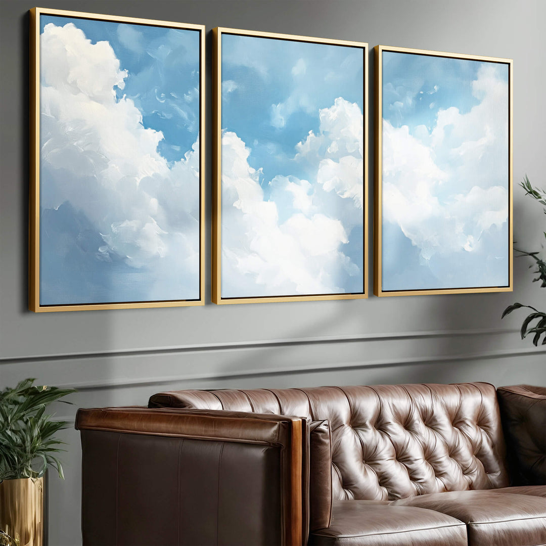Blissful Clouds Set of 3 Prints Wall Art Moncasso