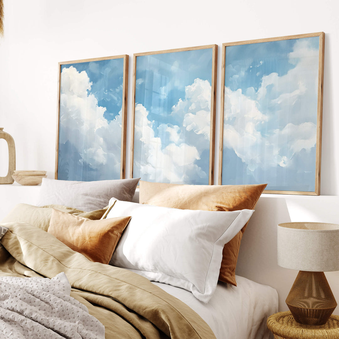 Blissful Clouds Set of 3 Prints Wall Art Moncasso