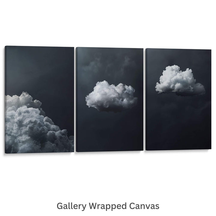 Grey Clouds Set of 3 Prints Wall Art Moncasso
