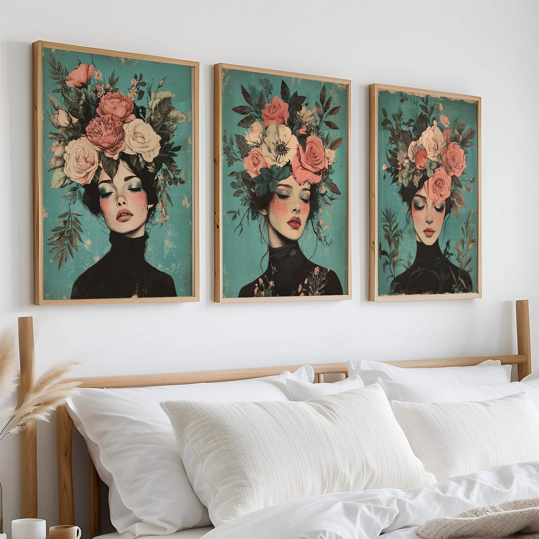 Floral Muse Set of 3 Prints Wall Art Moncasso