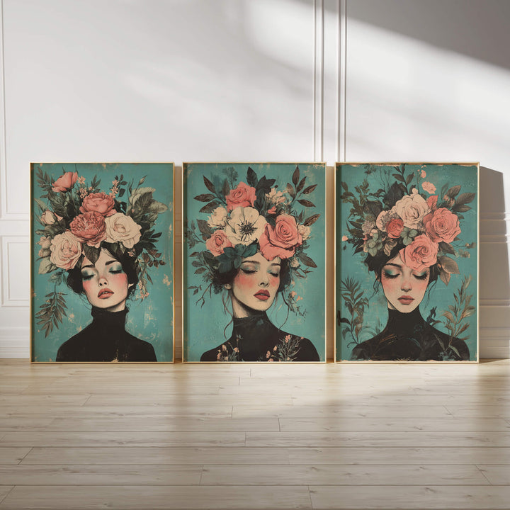 Floral Muse Set of 3 Prints Wall Art Moncasso