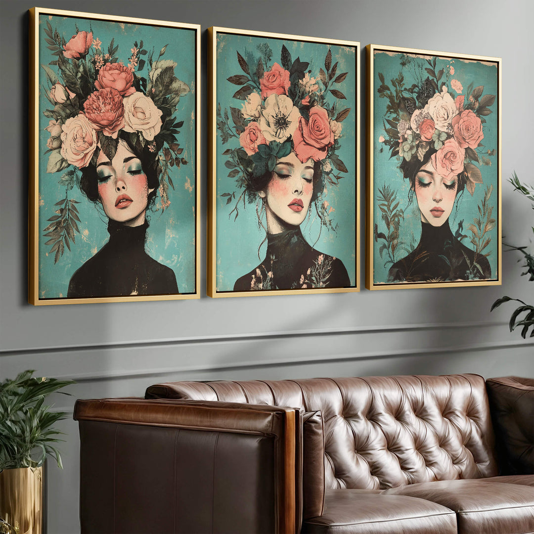 Floral Muse Set of 3 Prints Wall Art Moncasso