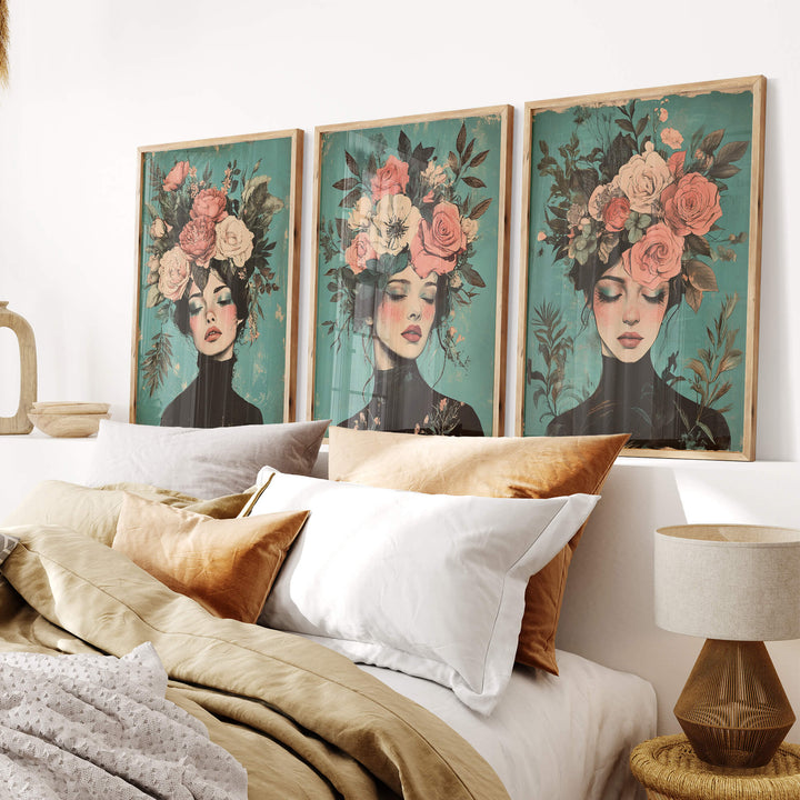 Floral Muse Set of 3 Prints Wall Art Moncasso