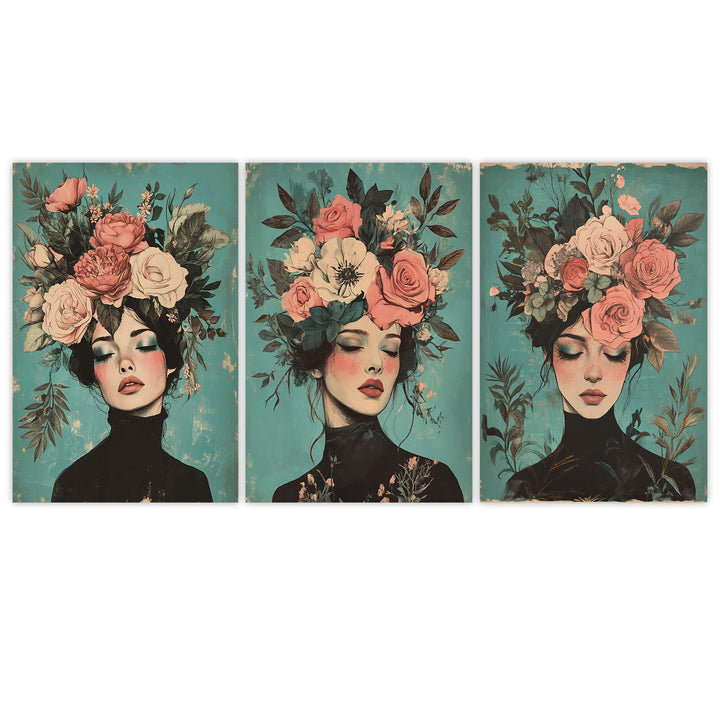 Floral Muse Set of 3 Prints Wall Art Moncasso