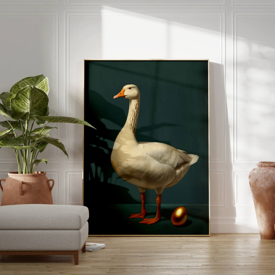 Goose and Golden Egg Print Wall Art Moncasso