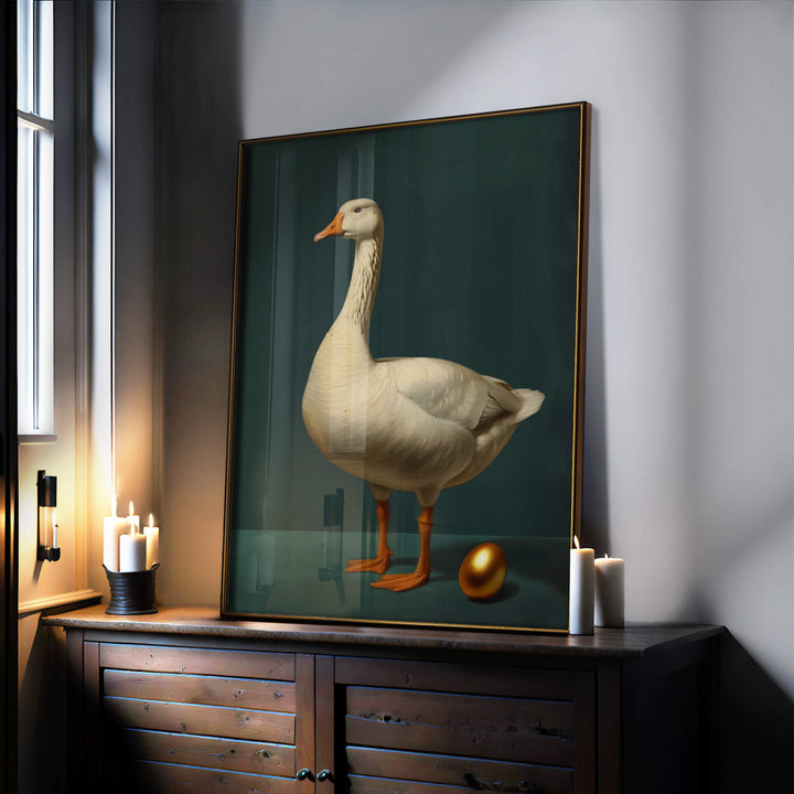 Goose and Golden Egg Print Wall Art Moncasso