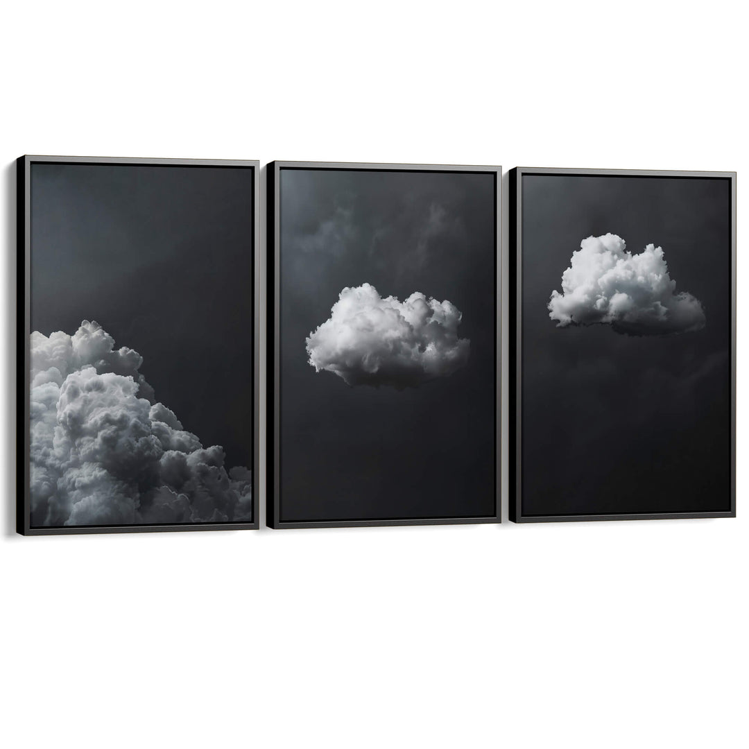 Grey Clouds Set of 3 Prints Wall Art Moncasso