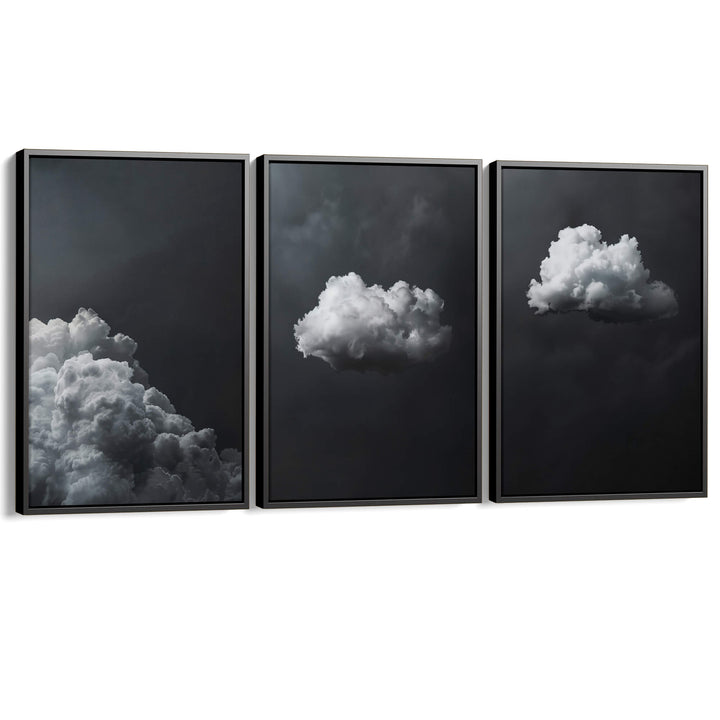 Grey Clouds Set of 3 Prints Wall Art Moncasso
