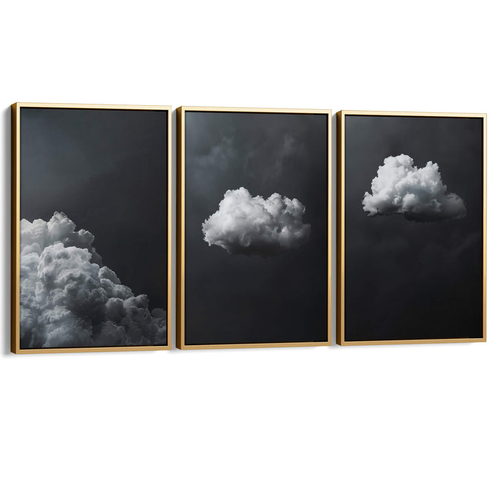 Grey Clouds Set of 3 Prints Wall Art Moncasso