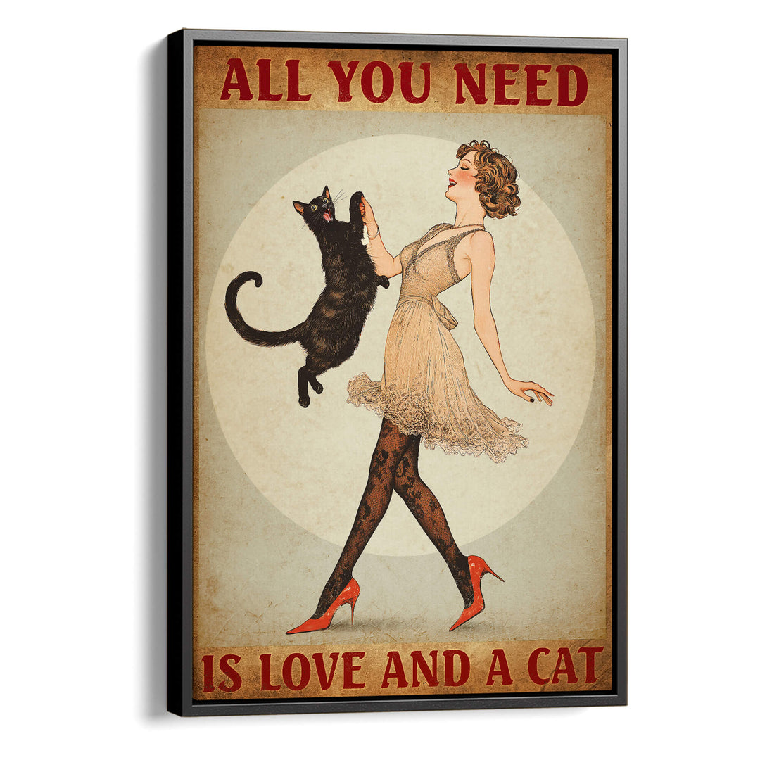 Love and A Cat Print Wall Art Moncasso
