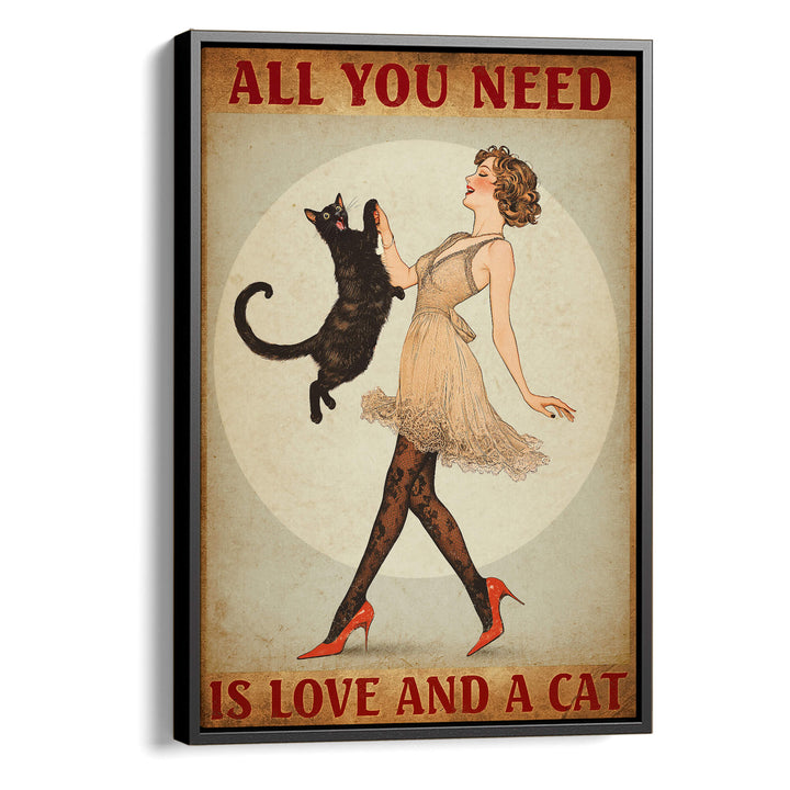 Love and A Cat Print Wall Art Moncasso
