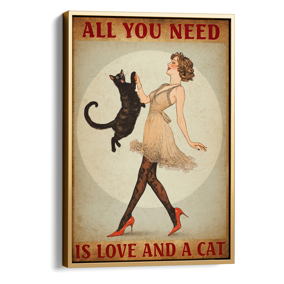 Love and A Cat Print Wall Art Moncasso