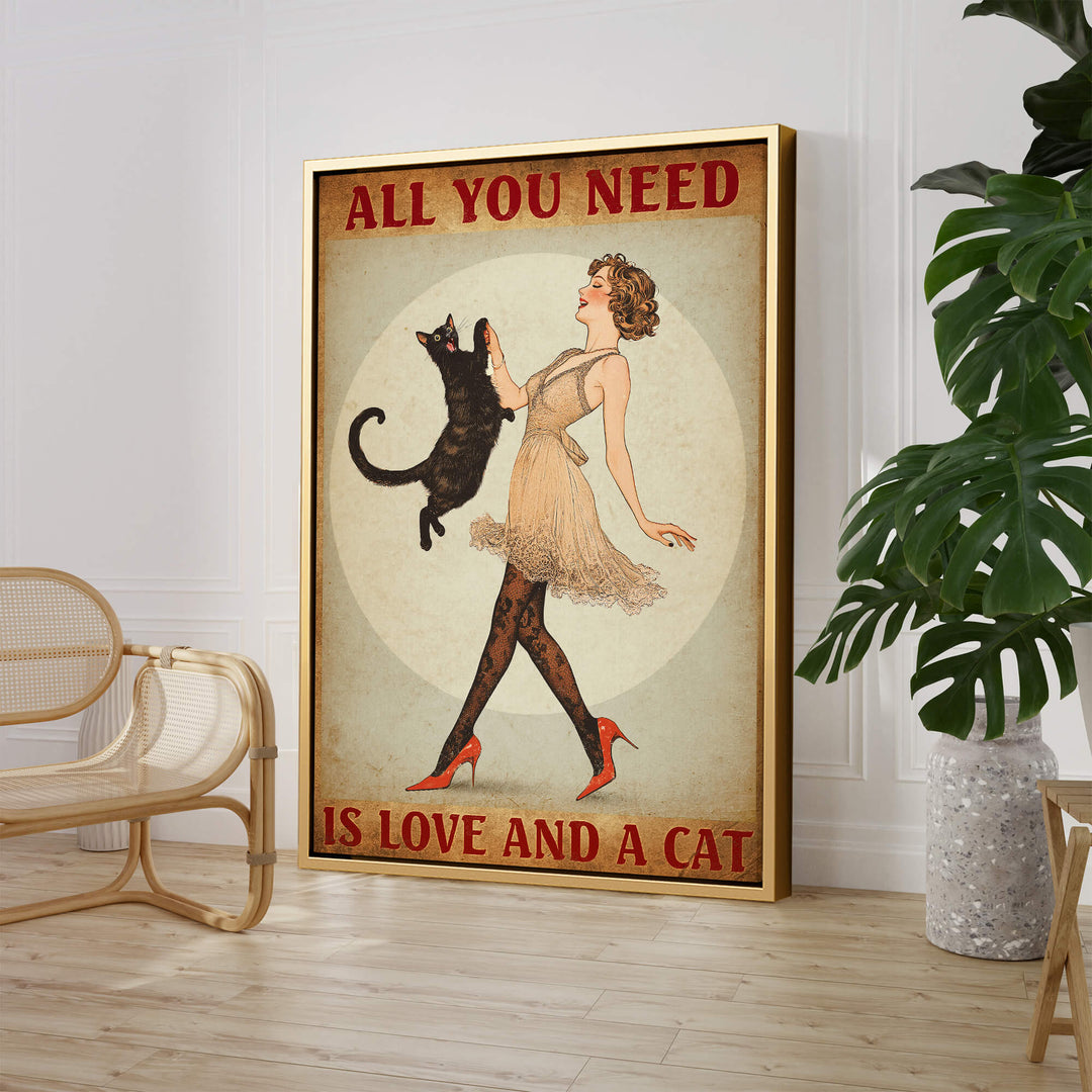 Love and A Cat Print Wall Art Moncasso