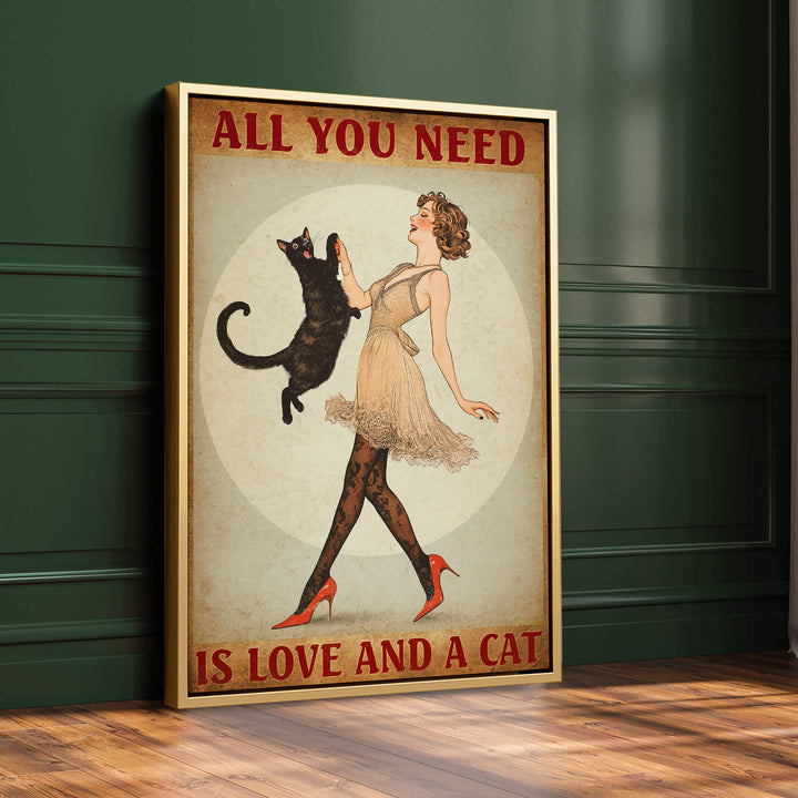 Love and A Cat Print Wall Art Moncasso