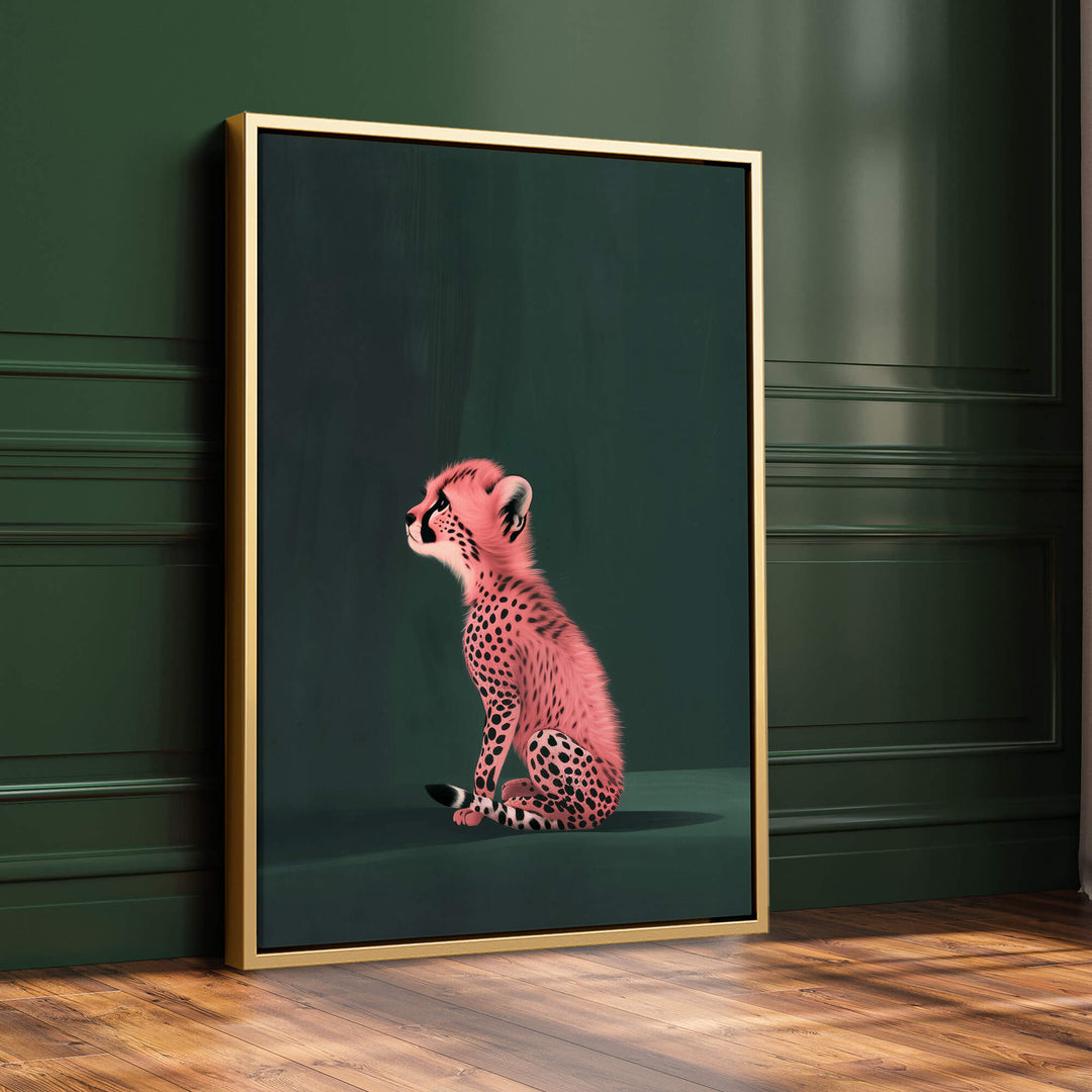Pink Cheetah Cub Print Wall Art Moncasso