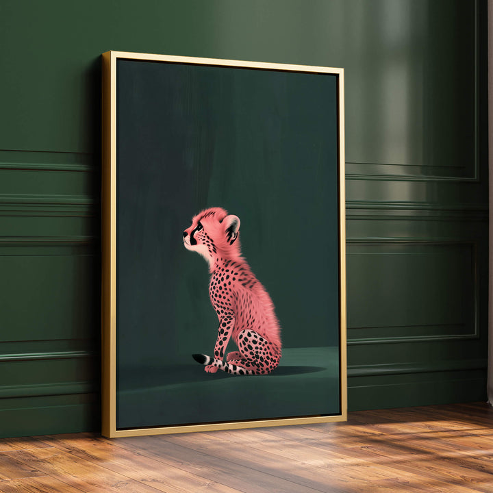 Pink Cheetah Cub Print Wall Art Moncasso