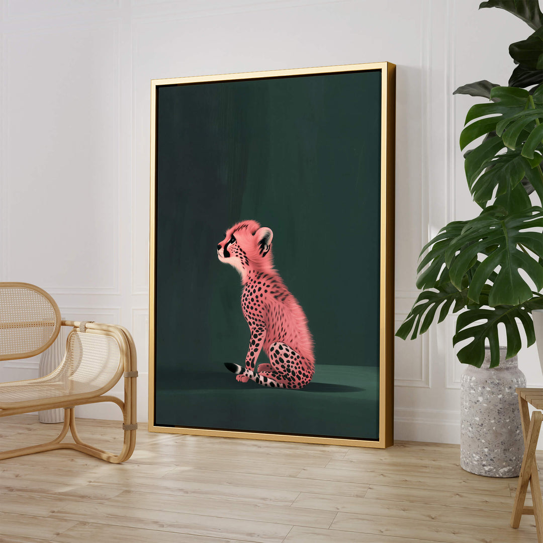 Pink Cheetah Cub Print Wall Art Moncasso