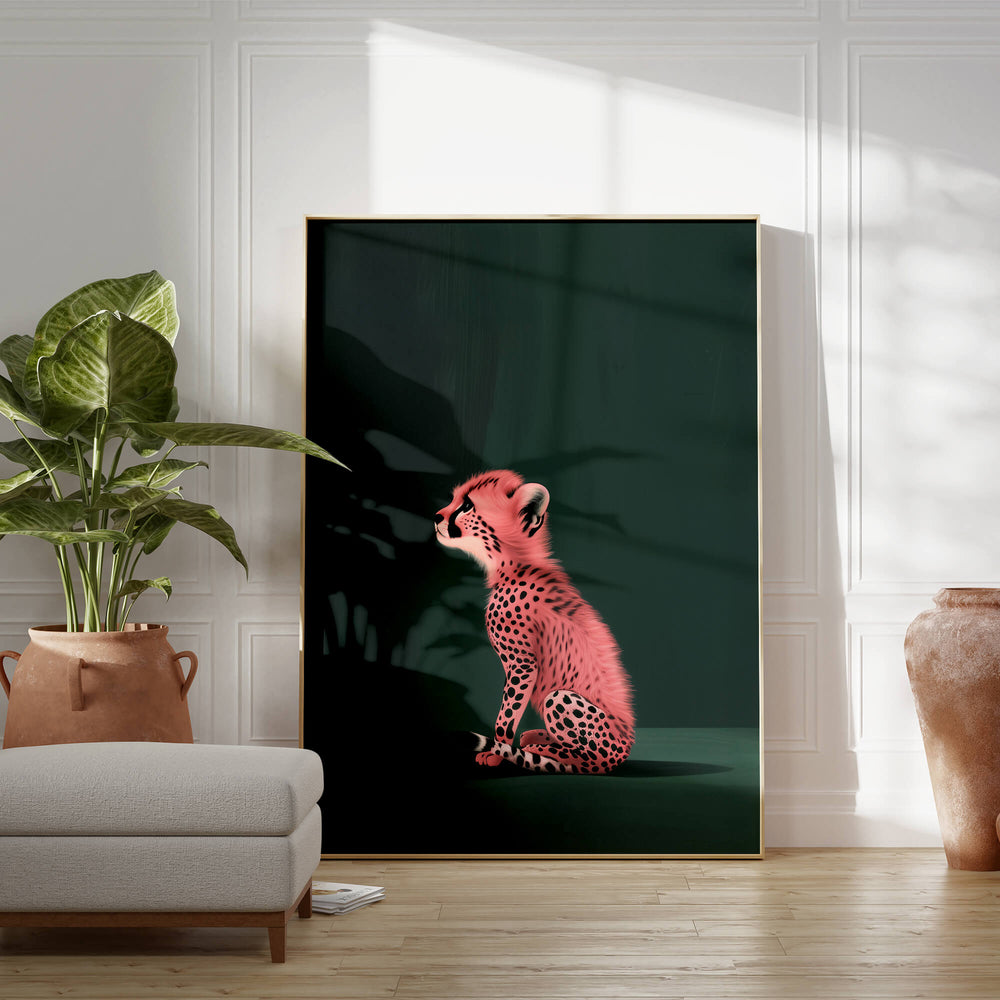 Pink Cheetah Cub Print Wall Art Moncasso