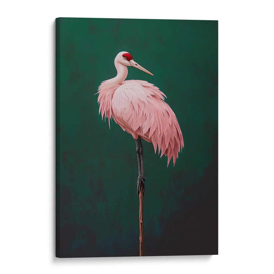 Pink Crane on Green Print Wall Art Moncasso