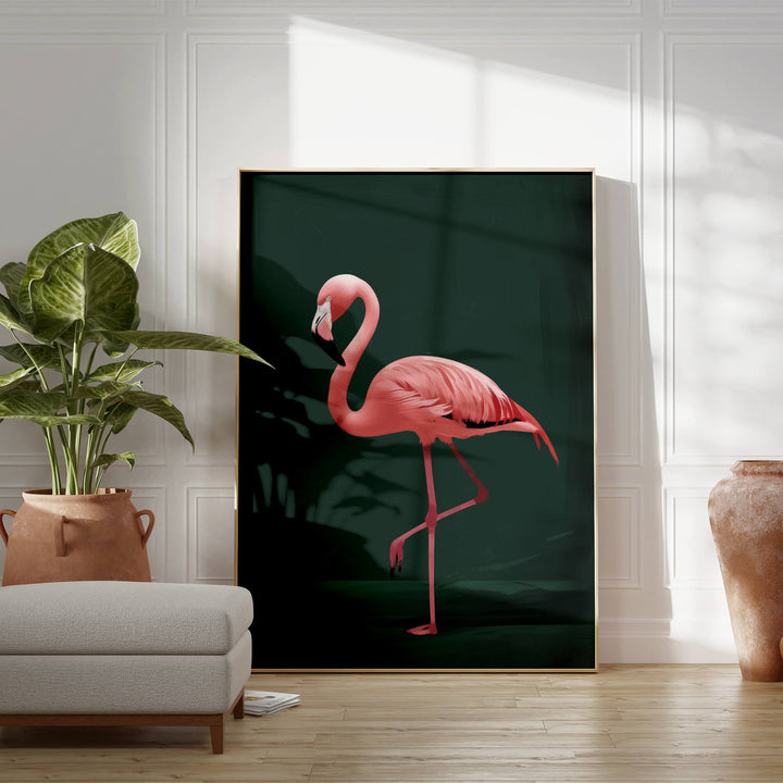 Pink Flamingo Print Wall Art Moncasso
