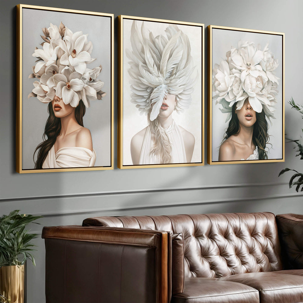Plumage Set of 3 Prints Wall Art Moncasso