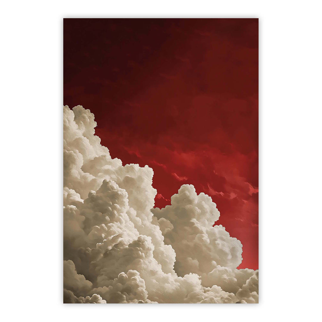 Red Billowing Cloud Print Wall Art Moncasso
