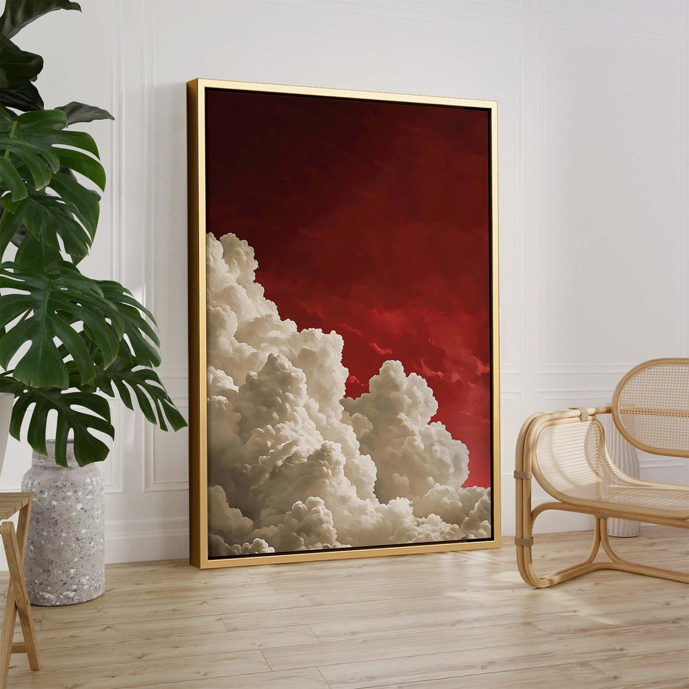 Red Billowing Cloud Print Wall Art Moncasso