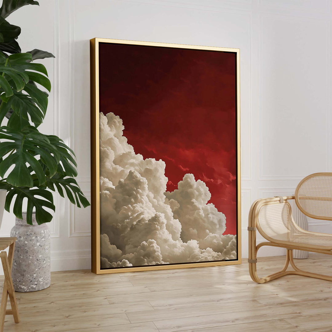 Red Billowing Cloud Print Wall Art Moncasso