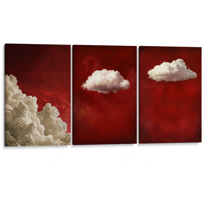 Red Clouds Set of 3 Prints Wall Art Moncasso
