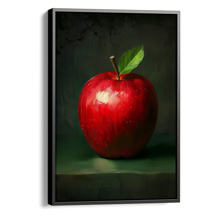 Red Apple with Leaf Print Wall Art Moncasso