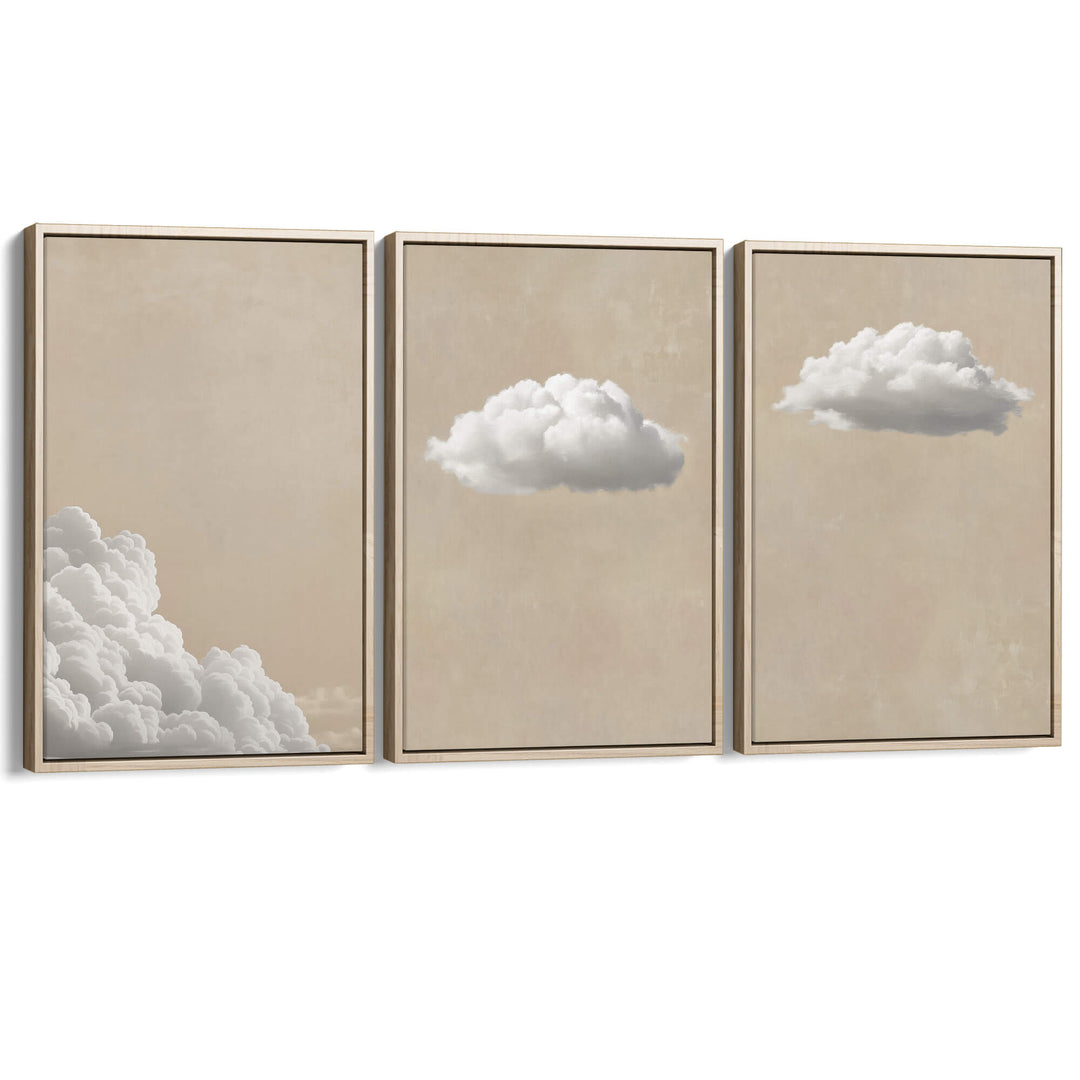 Soft Clouds Set of 3 Prints Wall Art Moncasso