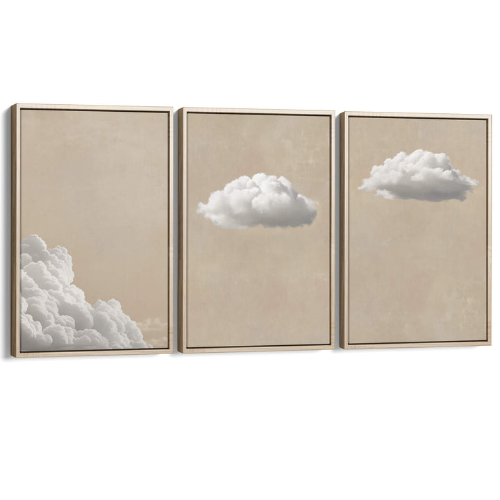 Soft Clouds Set of 3 Prints Wall Art Moncasso