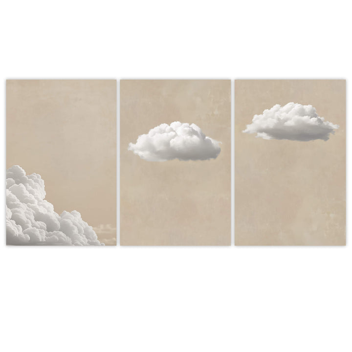 Soft Clouds Set of 3 Prints Wall Art Moncasso