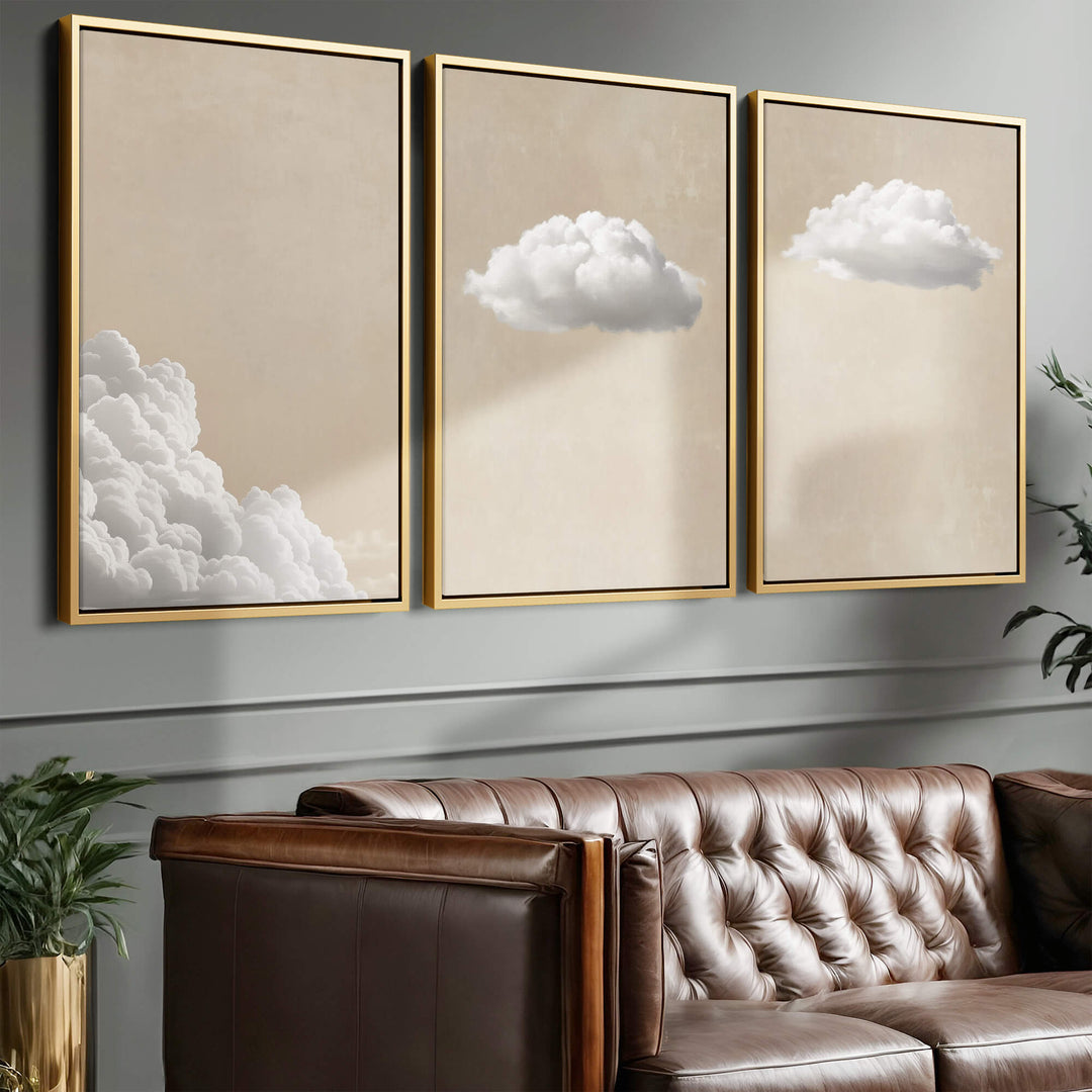 Soft Clouds Set of 3 Prints Wall Art Moncasso