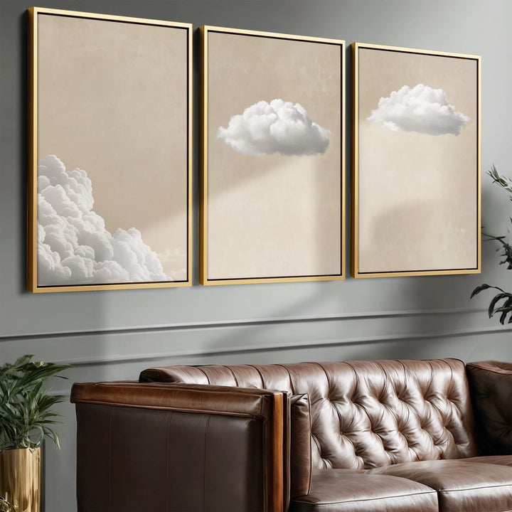Soft Clouds Set of 3 Prints Wall Art Moncasso