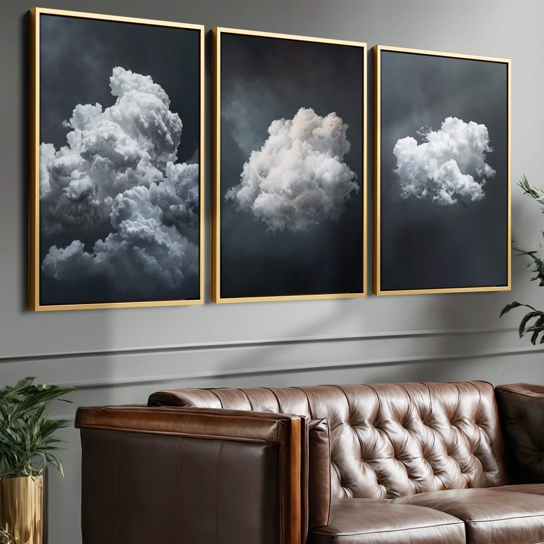 Stormy Clouds Set of 3 Prints Wall Art Moncasso
