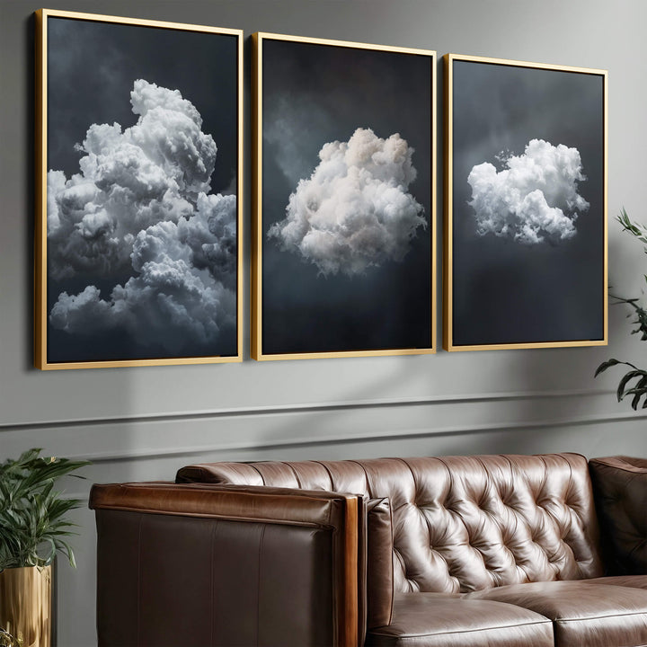 Stormy Clouds Set of 3 Prints Wall Art Moncasso