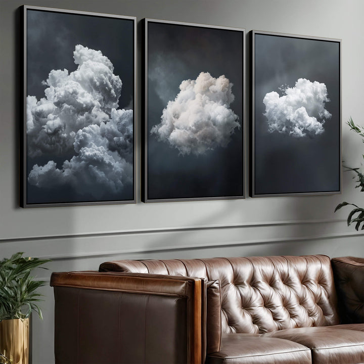 Stormy Clouds Set of 3 Prints Wall Art Moncasso